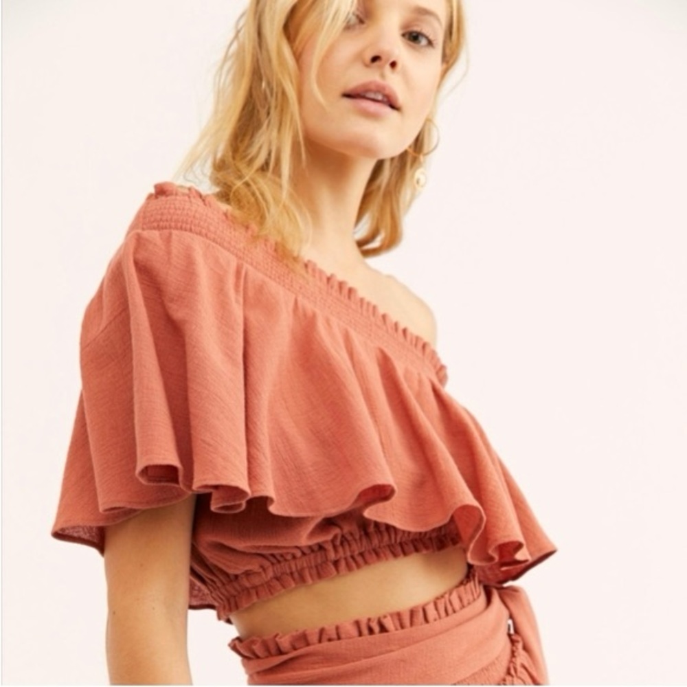NWT Free People Go For Drama Top One Shoulder Ruffle - Size Small